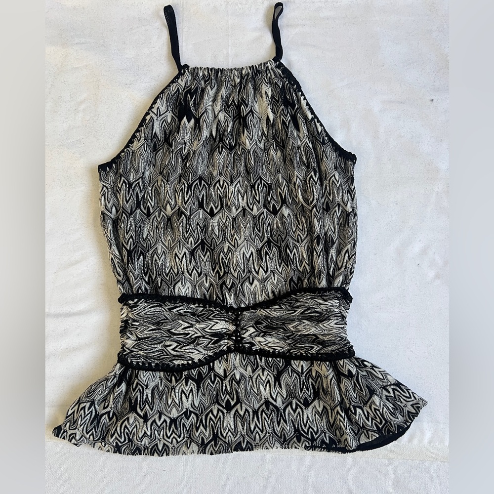 Authentic Vintage Missoni belted halter peplum top Chevron Knit US Small Italy